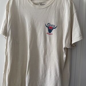 Coors Banquet Rodeo Logo Distressed Front and Back Natural T-Shirt